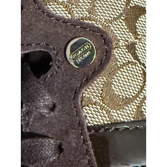 Coach Alara Brown Signature Suede Wedge Sneakers Size 8M Women’s High Top Shoes - Picture 7 of 16